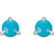 Sterling Silver Cabochon Natural Turquoise Stud Earrings