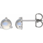 Sterling Silver Cabochon Natural Rainbow Moonstone Stud Earrings