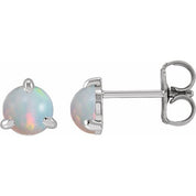 Sterling Silver Cabochon Natural White Opal Stud Earrings