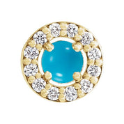 14K Yellow Cabochon Natural Turquoise & .06 CTW Natural Diamond Halo-Style Pendant