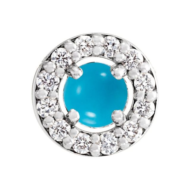 Sterling Silver Cabochon Natural Turquoise & .06 CTW Natural Diamond Halo-Style Pendant