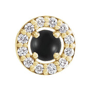 14K Yellow Cabochon Natural Black Onyx & .05 CTW Natural Diamond Halo-Style Pendant