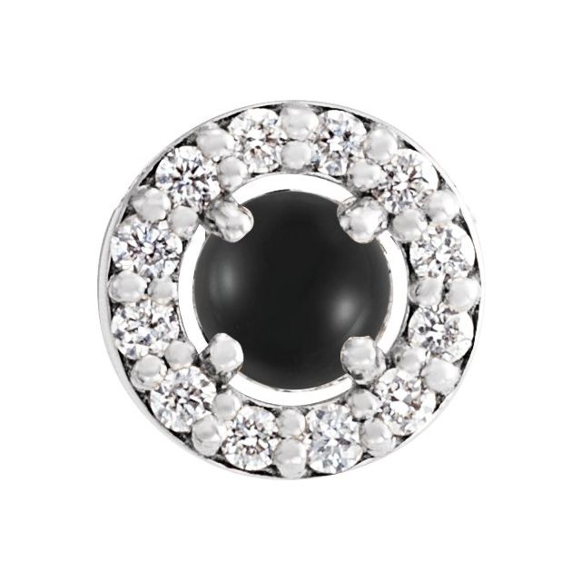 Platinum Cabochon Natural Black Onyx & .05 CTW Natural Diamond Halo-Style Pendant