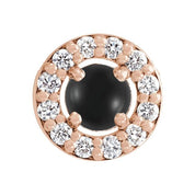 14K Rose Cabochon Natural Black Onyx & .05 CTW Natural Diamond Halo-Style Pendant