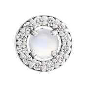 Platinum Cabochon Natural Rainbow Moonstone & .06 CTW Natural Diamond Halo-Style Pendant