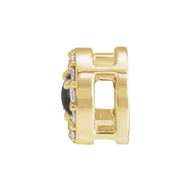 14K Yellow Cabochon Natural Black Onyx & .05 CTW Natural Diamond Halo-Style Pendant