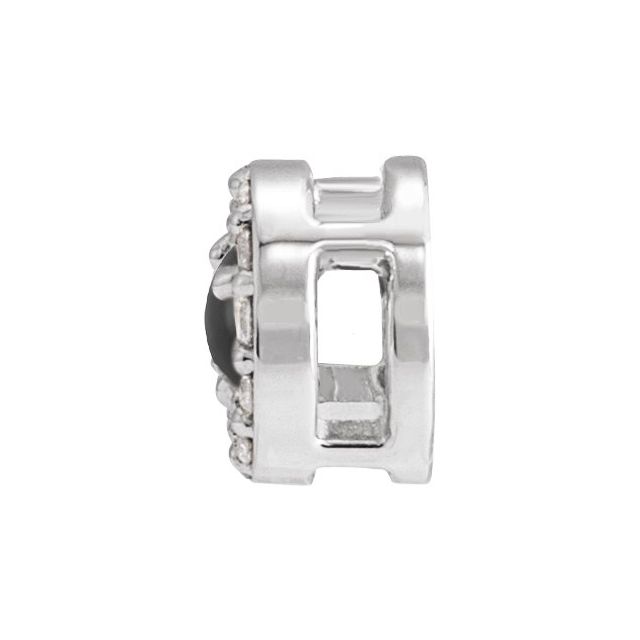 Platinum Cabochon Natural Black Onyx & .05 CTW Natural Diamond Halo-Style Pendant