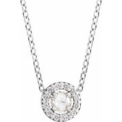 Platinum 1/8 CTW Rose-Cut Diamond Halo-Style 16-18" Necklace