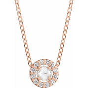 14K Rose 1/8 CTW Rose-Cut Natural Diamond Halo-Style 16-18" Necklace