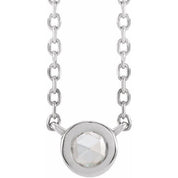 Platinum .06 CT Rose-Cut Natural Diamond Bezel-Set 18" Necklace