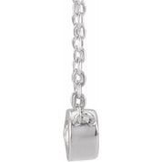 Platinum .06 CT Rose-Cut Natural Diamond Bezel-Set 18" Necklace