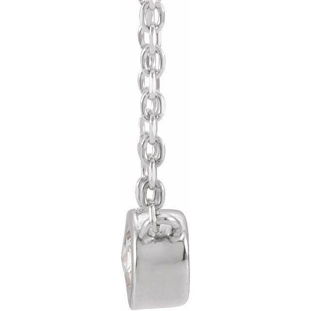 Platinum .06 CT Rose-Cut Natural Diamond Bezel-Set 18" Necklace