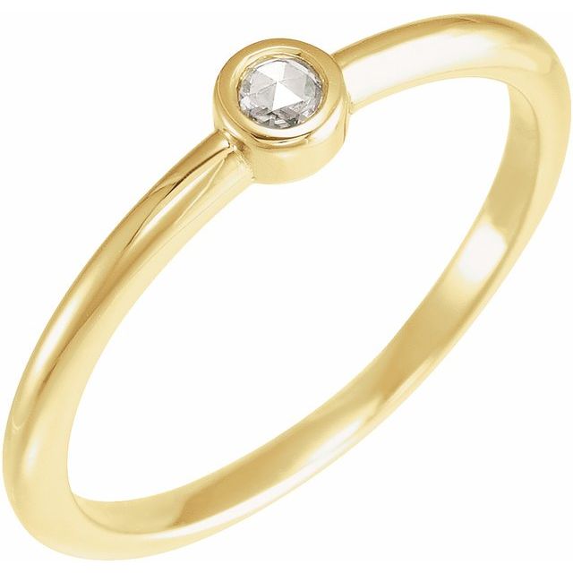 14K Yellow Gold 1/10 CT Rose-Cut Natural Diamond Stackable Ring - Elegant & Versatile