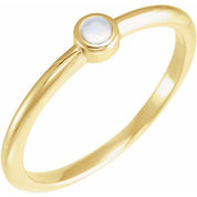 14K Yellow Cabochon Natural Rainbow Moonstone Stackable Ring