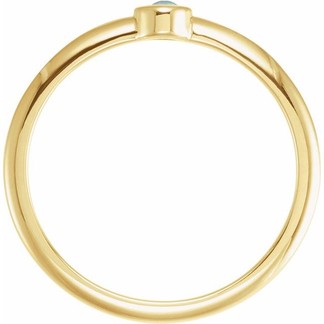 14K Yellow Cabochon Natural White Opal Stackable Ring