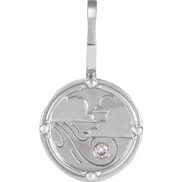 Platinum .015 CT Natural Diamond Air Element Charm/Pendant