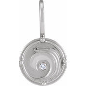Platinum .015 CT Natural Diamond Water Element Charm/Pendant