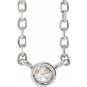 Platinum .03 CT Rose-Cut Natural Diamond Bezel-Set 18" Necklace