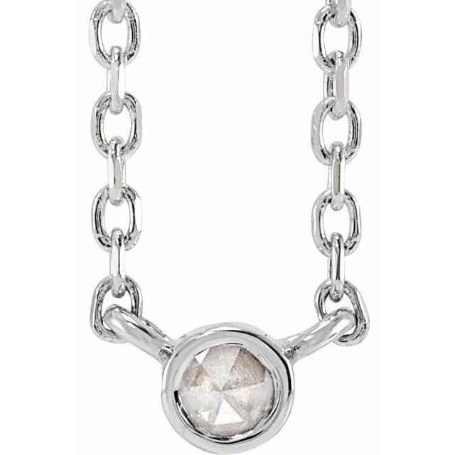 Platinum .03 CT Rose-Cut Natural Diamond Bezel-Set 18" Necklace