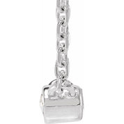 Platinum .03 CT Rose-Cut Natural Diamond Bezel-Set 18" Necklace