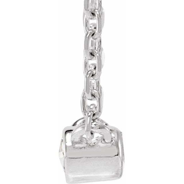 Platinum .03 CT Rose-Cut Natural Diamond Bezel-Set 18" Necklace