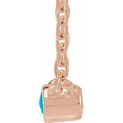 14K Rose Cabochon Natural Turquois Bezel-Set 18" Necklace