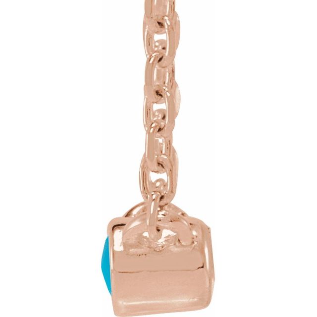 14K Rose Cabochon Natural Turquois Bezel-Set 18" Necklace