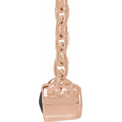 14K Rose Cabochon Natural Black Onyx Bezel-Set 18" Necklace