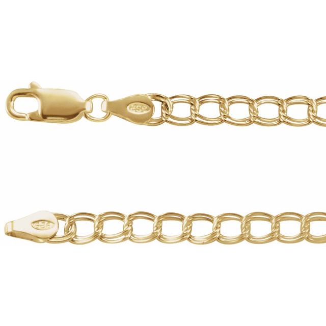 14K Yellow 4 mm Curb Charm 7" Chain
