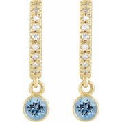 14K Yellow Natural Aquamarine & .08 Natural Diamond Hoop Earrings