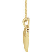 14K Yellow Ribbed Heart 16-18" Necklace