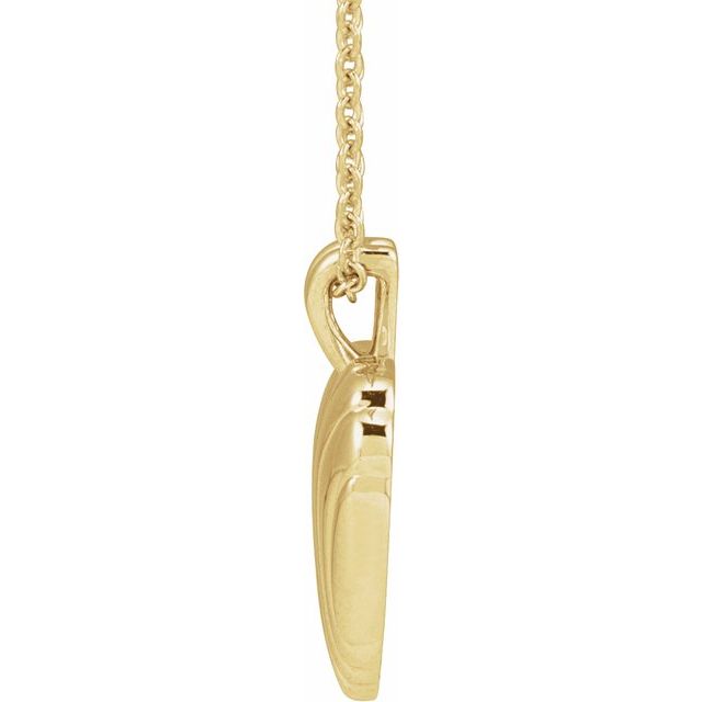 14K Yellow Ribbed Heart 16-18" Necklace