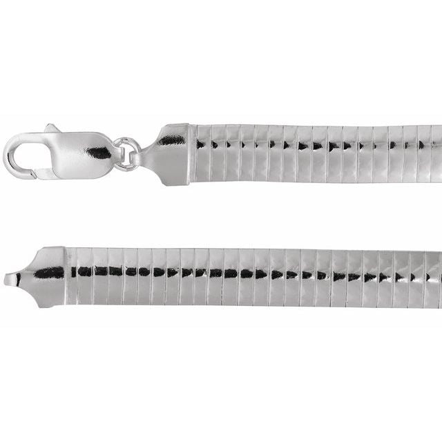 Sterling Silver 7.25 mm Domed Omega 18" Chain