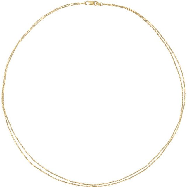 14K Yellow 1 mm Diamond-Cut Double-Strand Cable 18" Chain