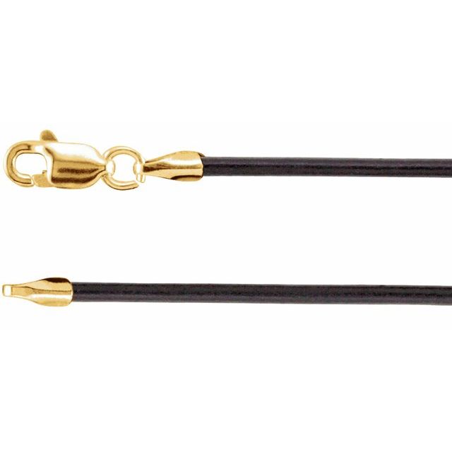 14K Yellow Gold 1.5 mm Black Leather 16" Cord by CH608