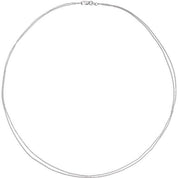 14K White 1 mm Diamond-Cut Double-Strand Cable 18" Chain