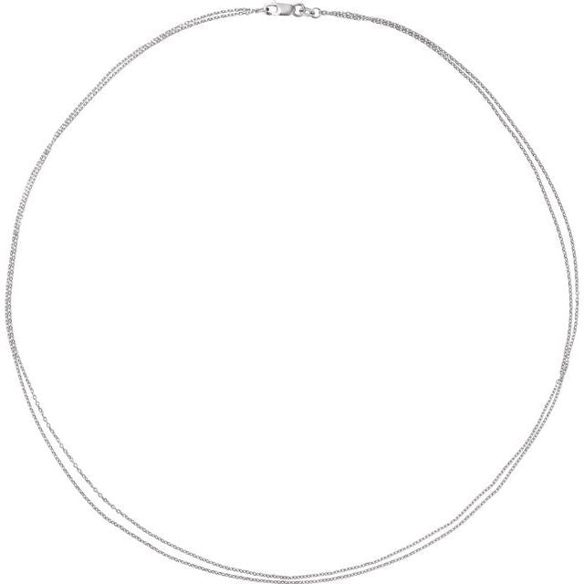 14K White 1 mm Diamond-Cut Double-Strand Cable 18" Chain