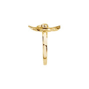 14K Yellow 1/10 CT Natural Diamond Flower Ring
