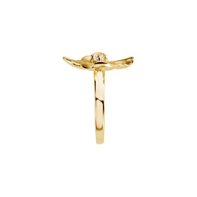 14K Yellow 1/10 CT Natural Diamond Flower Ring