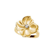14K Yellow 1/10 CT Natural Diamond Flower Ring