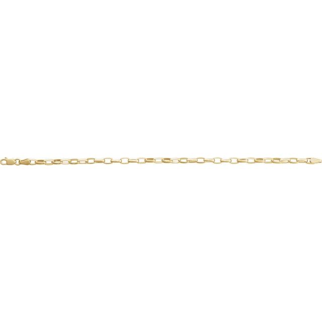 14K Yellow 3.9 mm Puffed Oval Cable 7" Chain