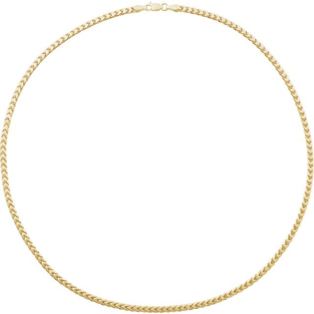 14K Yellow 3.4 mm Hollow Diamond-Cut Franco 24" Chain