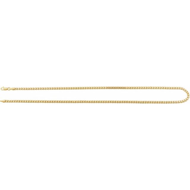 14K Yellow 3.4 mm Hollow Diamond-Cut Franco 20" Chain