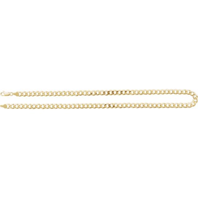 14K Yellow 7 mm Curb 24" Chain