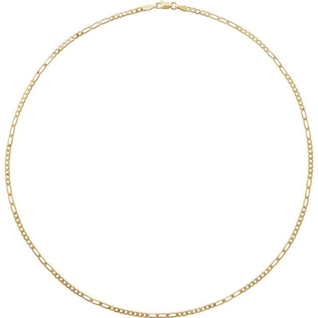 14K Yellow 2.5 mm Figaro 18" Chain