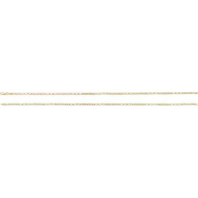 14K Yellow 2.5 mm Figaro 18" Chain