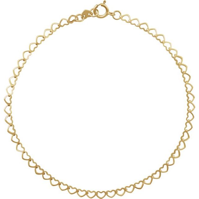 14K Yellow 2.5 mm Heart 16" Chain