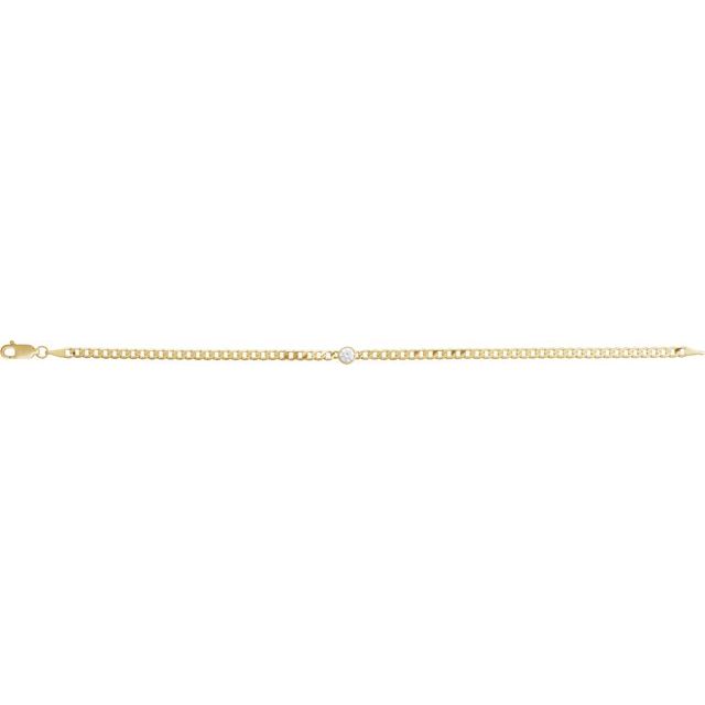 14K Yellow 1/4 CT Lab-Grown Diamond Link 7" Bracelet