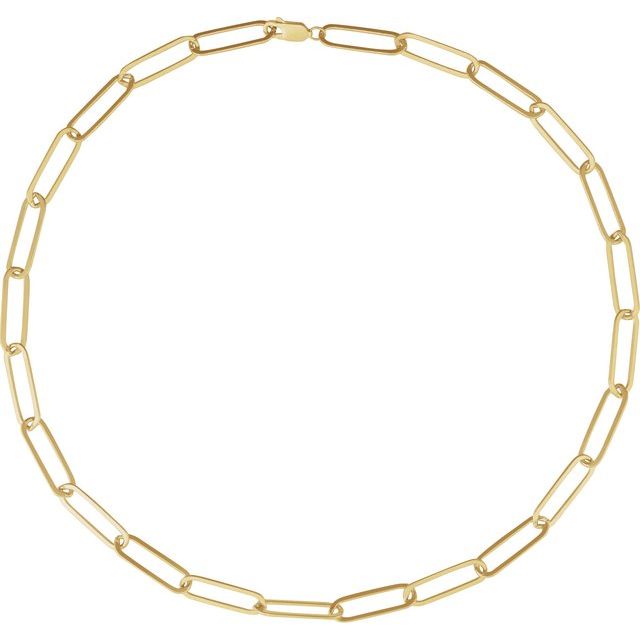 14K Yellow 6.2 mm Paperclip-Style 20" Chain