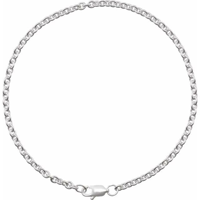 Sterling Silver 2.4 mm Cable 7" Chain